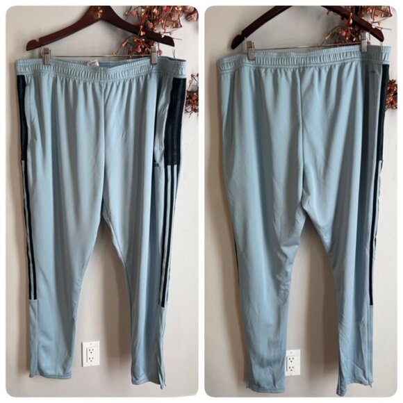 Mens Adidas Plus Size Tall 3XLT Tiro Soccer Pants AeroReady Gray Blue HK3115 - Picture 2 of 11